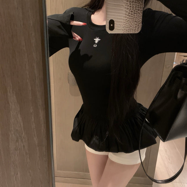 DIOR 25S LONG-SLEEVE PEPLUM T-SHIRT STYLE 186