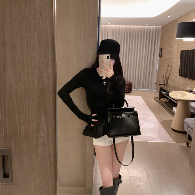 DIOR 25S LONG-SLEEVE PEPLUM T-SHIRT STYLE 186