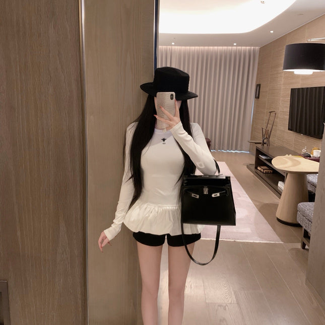 DIOR 25S LONG-SLEEVE PEPLUM T-SHIRT STYLE 185