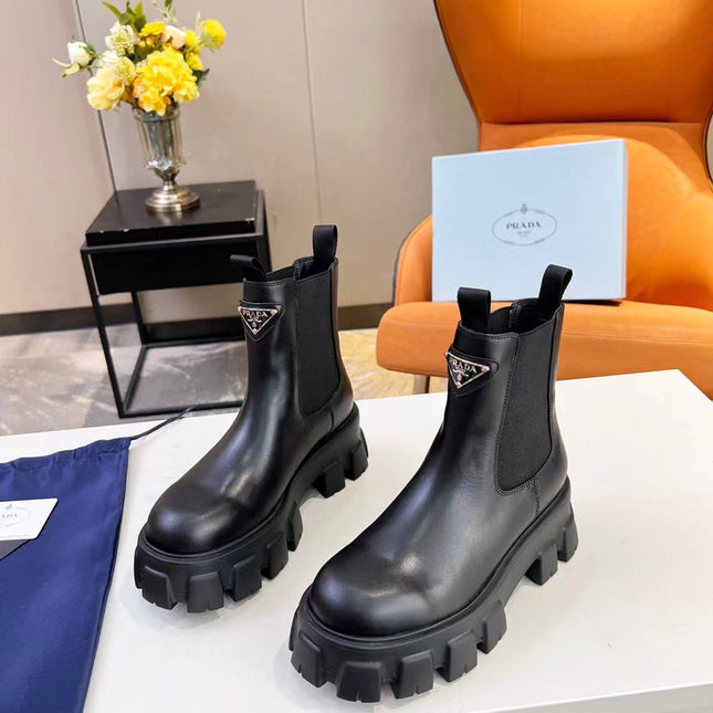 PRA MONOLITH BRUSHED BOOTIES 55 BLACK CALFSKIN