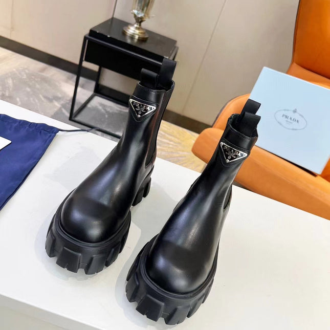 PRA MONOLITH BRUSHED BOOTIES 55 BLACK CALFSKIN