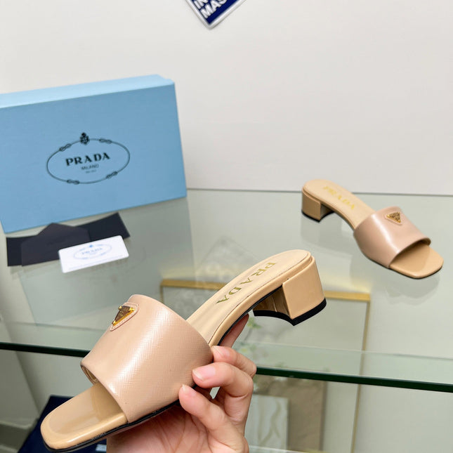 PRA EMBROIDERED SLIDES 40 TUSCAN CALFSKIN