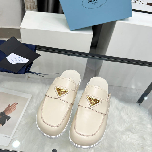 SABOTS MULES BEIGE CALFSKIN