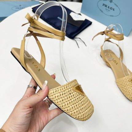 CROCHET SANDALS IN EGG NOG BEIGE FABRIC