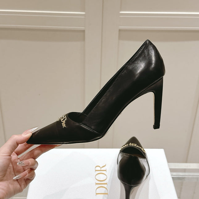 MY DD 25S POINTED TOE PUMP 50MM IN BLACK CALFSKIN