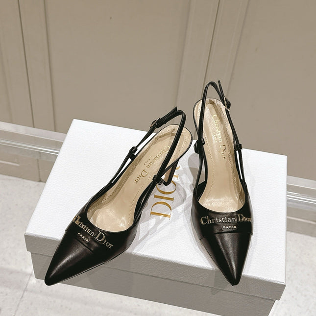 MY DD 25S SLINGBACK PUMP 50MM IN BLACK CALFSKIN