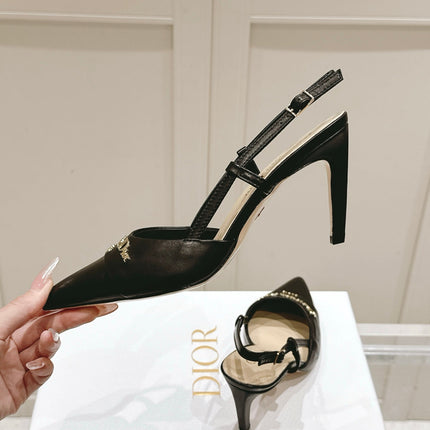 MY DD 25S SLINGBACK PUMP 50MM IN BLACK CALFSKIN