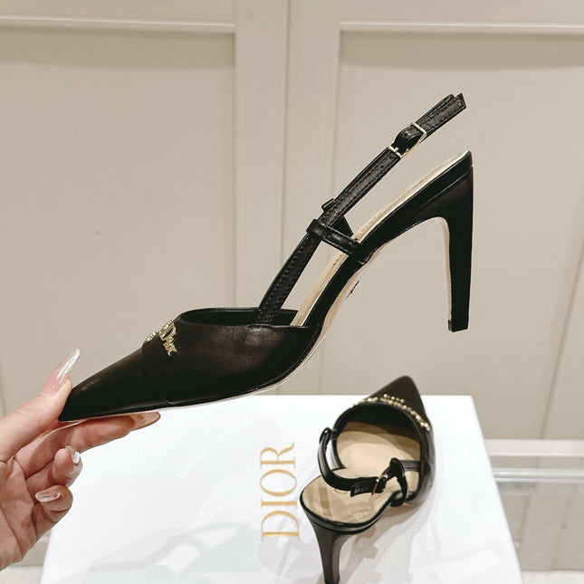 MY DD 25S SLINGBACK PUMP 50MM IN BLACK CALFSKIN