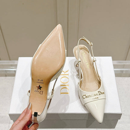 MY DD 25S SLINGBACK PUMP 50MM IN WHITE GLOSSY CALFSKIN