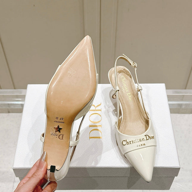 MY DD 25S SLINGBACK PUMP 50MM IN WHITE GLOSSY CALFSKIN