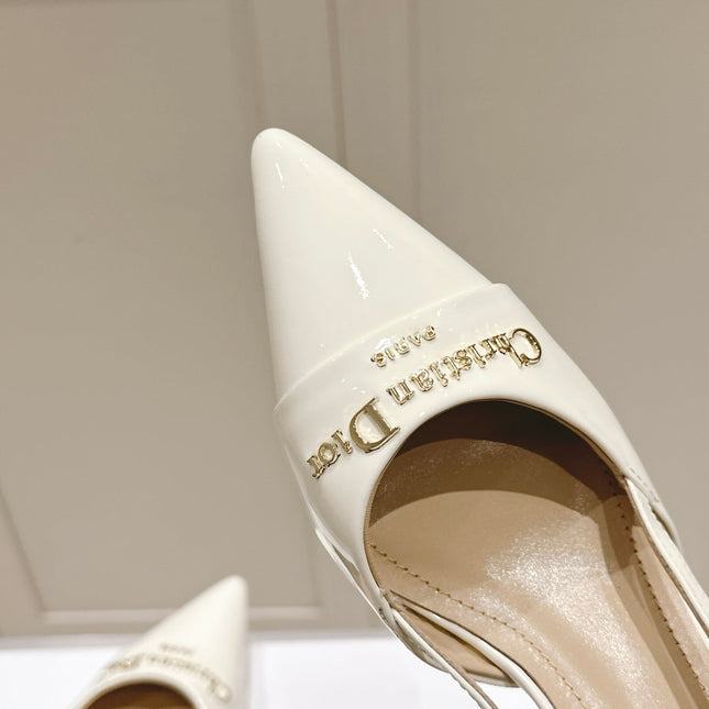 MY DD 25S SLINGBACK PUMP 50MM IN WHITE GLOSSY CALFSKIN