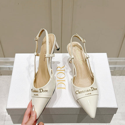 MY DD 25S SLINGBACK PUMP 50MM IN WHITE GLOSSY CALFSKIN