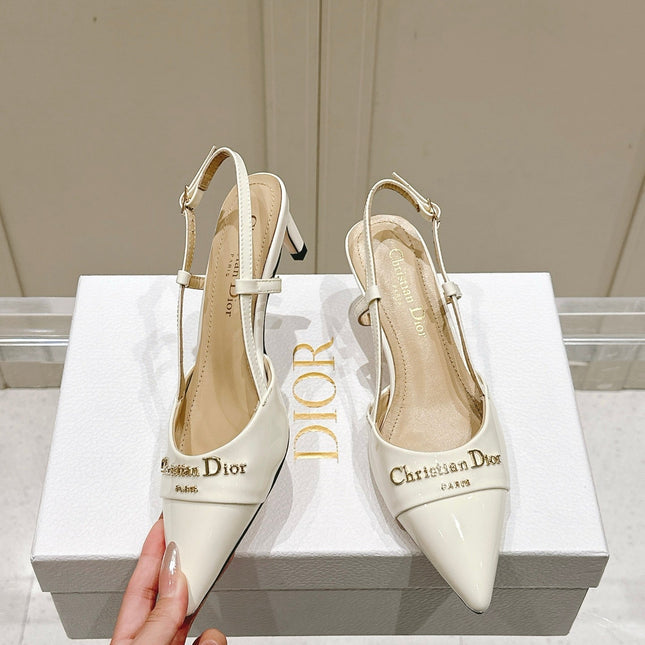 MY DD 25S SLINGBACK PUMP 50MM IN WHITE GLOSSY CALFSKIN