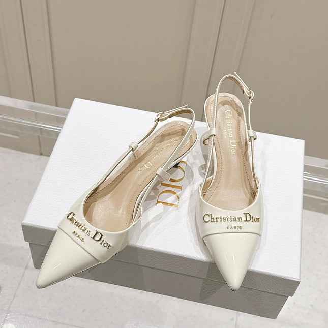 MY DD 25S SLINGBACK PUMP 50MM IN WHITE GLOSSY CALFSKIN