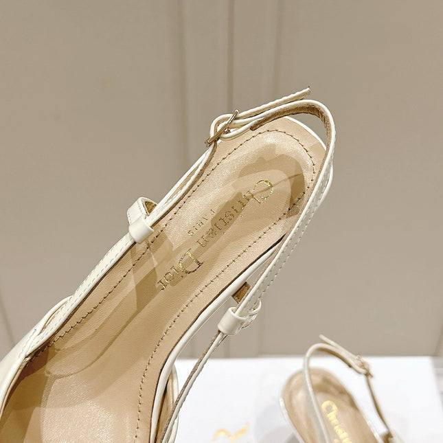 MY DD 25S SLINGBACK PUMP 50MM IN WHITE GLOSSY CALFSKIN