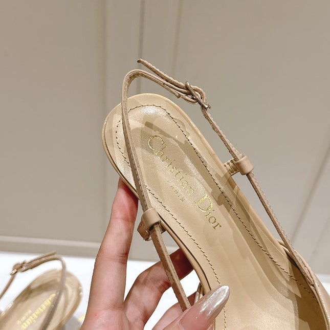 MY DD 25S SLINGBACK PUMP 50MM IN BEIGE GLOSSY CALFSKIN