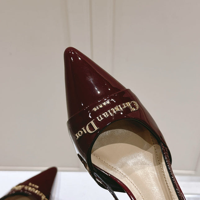 MY DD 25S SLINGBACK PUMP 50MM IN BURGUNDY RED GLOSSY CALFSKIN
