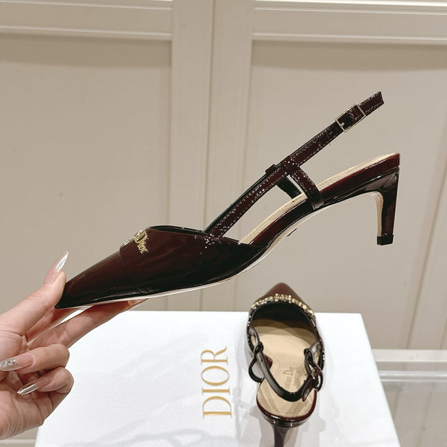 MY DD 25S SLINGBACK PUMP 50MM IN BURGUNDY RED GLOSSY CALFSKIN