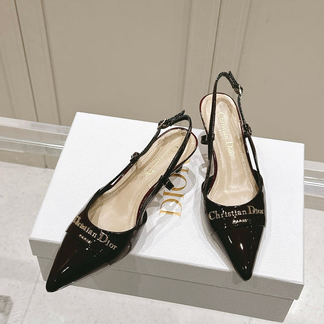 MY DD 25S SLINGBACK PUMP 50MM IN BURGUNDY RED GLOSSY CALFSKIN