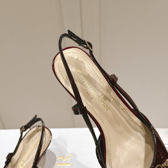 MY DD 25S SLINGBACK PUMP 50MM IN BURGUNDY RED GLOSSY CALFSKIN