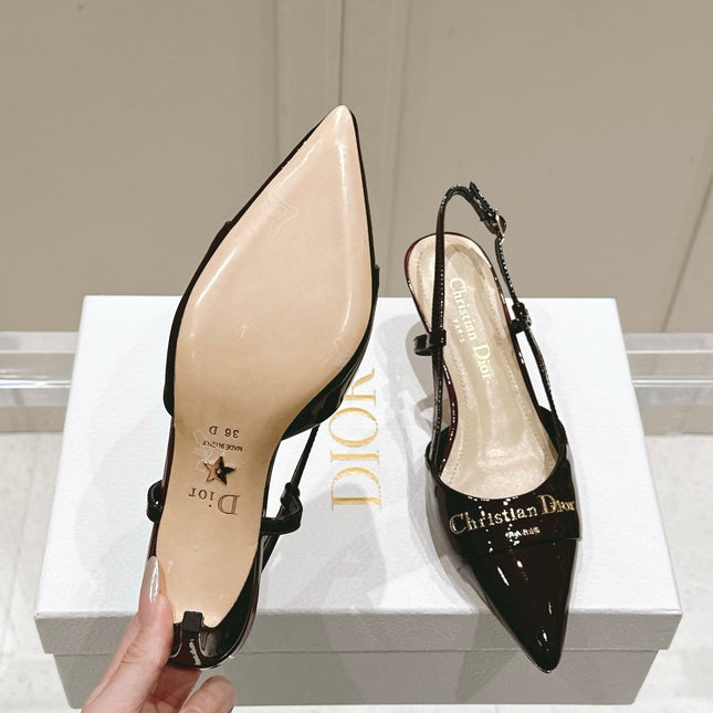 MY DD 25S SLINGBACK PUMP 50MM IN BURGUNDY RED GLOSSY CALFSKIN