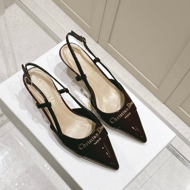 MY DD 25S SLINGBACK PUMP 50MM IN BURGUNDY RED GLOSSY CALFSKIN
