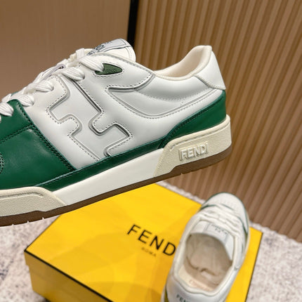 FENDI 25S MATCH SNEAKERS IN WHITE AND GREEN CALFSKIN STYLE 11