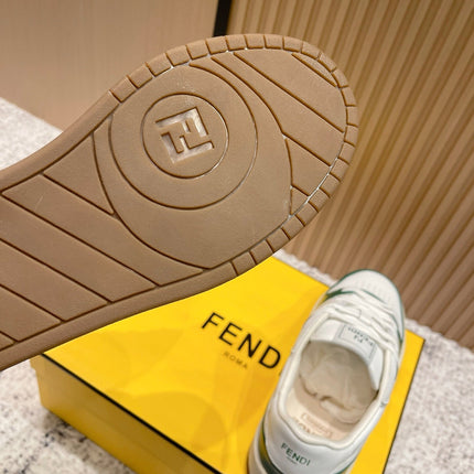 FENDI 25S MATCH SNEAKERS IN WHITE AND GREEN CALFSKIN STYLE 11