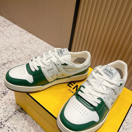 FENDI 25S MATCH SNEAKERS IN WHITE AND GREEN CALFSKIN STYLE 11