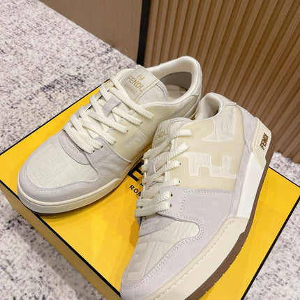 FENDI 25S MATCH SNEAKERS IN BEIGE FABRIC AND SUEDE STYLE 6