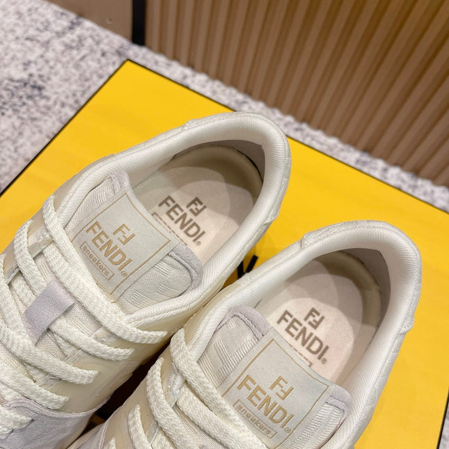 FENDI 25S MATCH SNEAKERS IN BEIGE FABRIC AND SUEDE STYLE 6