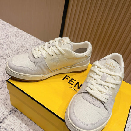 FENDI 25S MATCH SNEAKERS IN BEIGE FABRIC AND SUEDE STYLE 6