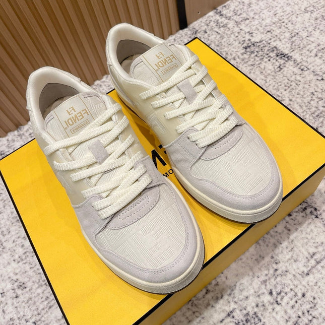 FENDI 25S MATCH SNEAKERS IN BEIGE FABRIC AND SUEDE STYLE 6