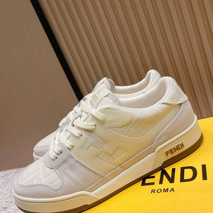 FENDI 25S MATCH SNEAKERS IN BEIGE FABRIC AND SUEDE STYLE 6