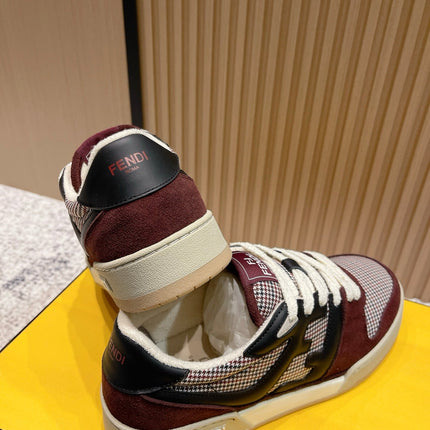 FENDI 25S MATCH SNEAKERS IN RED SUEDE MIX BLACK CALFSKIN STYLE 3