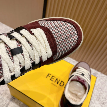 FENDI 25S MATCH SNEAKERS IN RED SUEDE MIX BLACK CALFSKIN STYLE 3