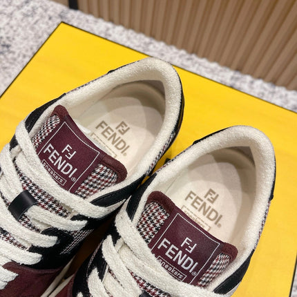 FENDI 25S MATCH SNEAKERS IN RED SUEDE MIX BLACK CALFSKIN STYLE 3