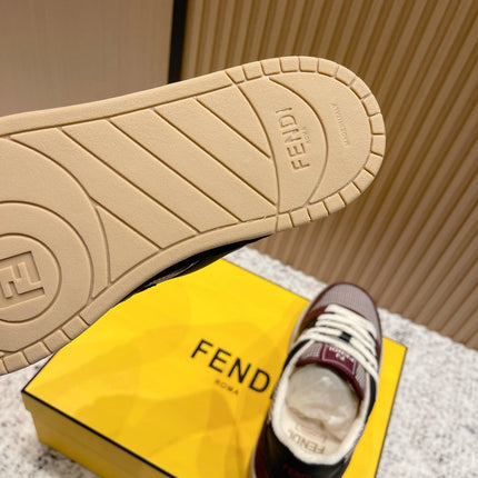 FENDI 25S MATCH SNEAKERS IN RED SUEDE MIX BLACK CALFSKIN STYLE 3