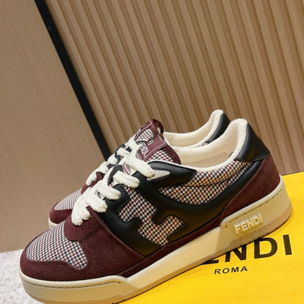 FENDI 25S MATCH SNEAKERS IN RED SUEDE MIX BLACK CALFSKIN STYLE 3