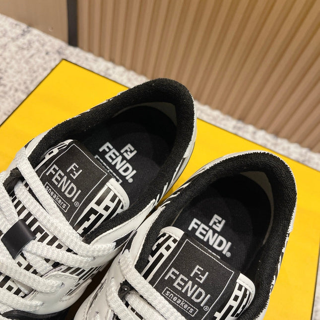 FENDI 25S MATCH SNEAKERS IN WHITE MIX BLACK CALFSKIN STYLE 2