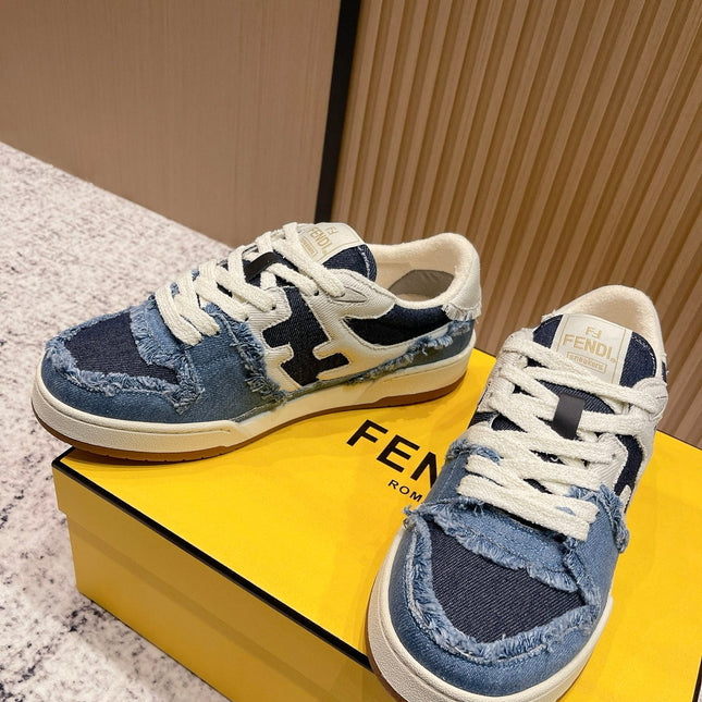 FENDI 25S MATCH SNEAKERS IN BLUE DENIM STYLE 1