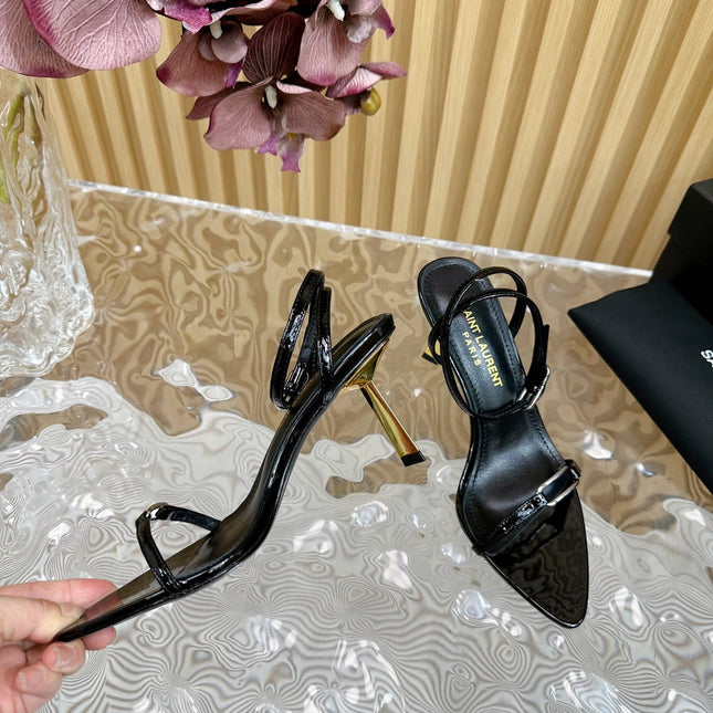KITTY SANDALS 70 IN BLACK SHINY LEATHER