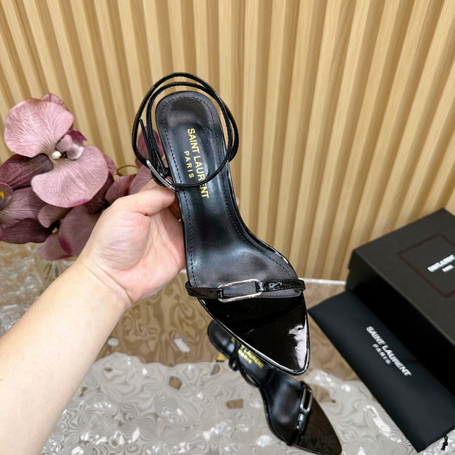 KITTY SANDALS 70 IN BLACK SHINY LEATHER