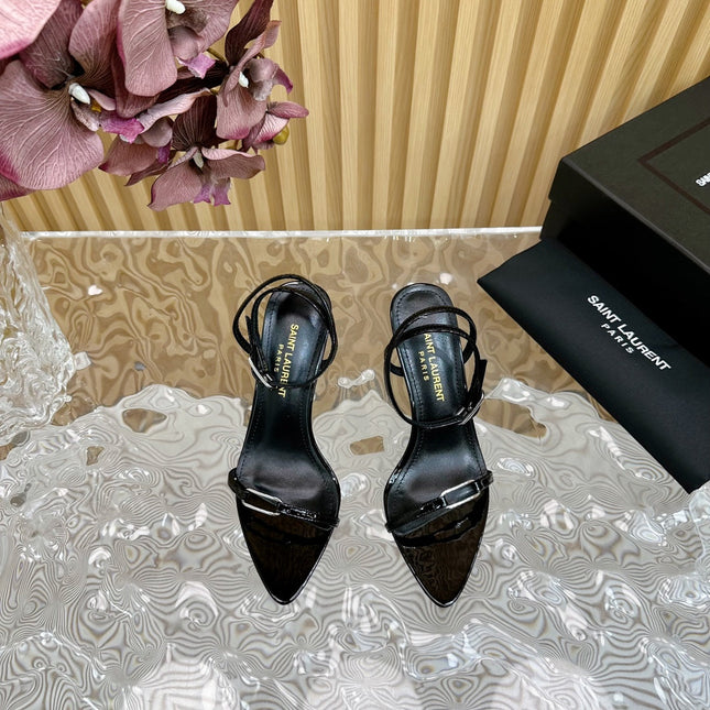 KITTY SANDALS 70 IN BLACK SHINY LEATHER