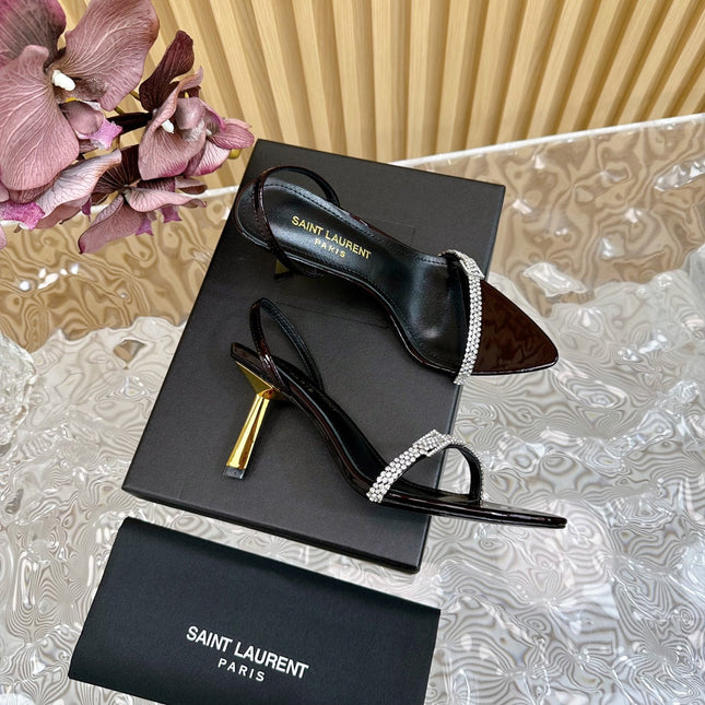 RENDEZ-VOUS SANDALS 70 IN SATIN CREPE BLACK MAROON LEATHER