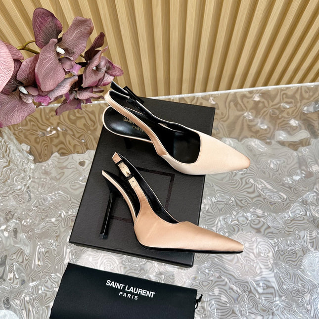 SL DUNE SLINGBACK PUMPS BISQUE SATIN