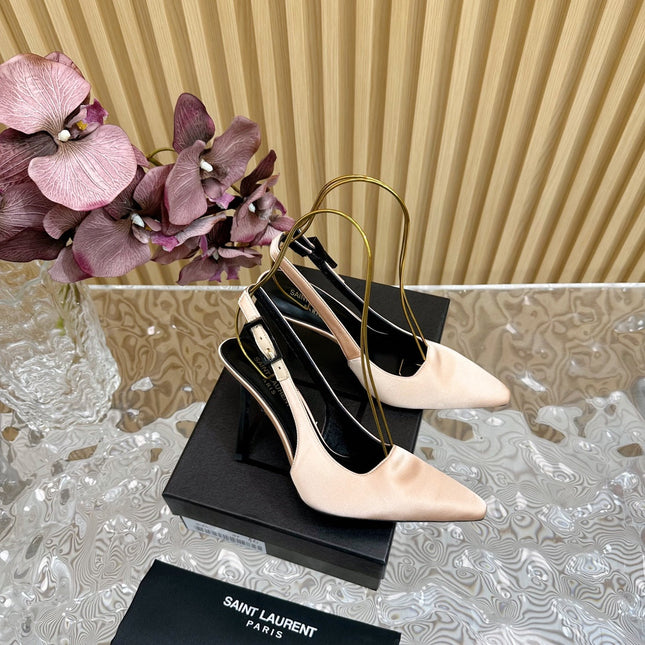 SL DUNE SLINGBACK PUMPS BISQUE SATIN