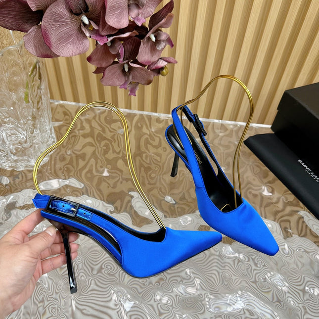 SL DUNE SLINGBACK PUMPS COBALT SATIN