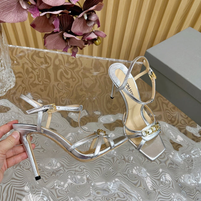 WHITNEY 10 CM SANDAL IN SILVER CALFSKIN