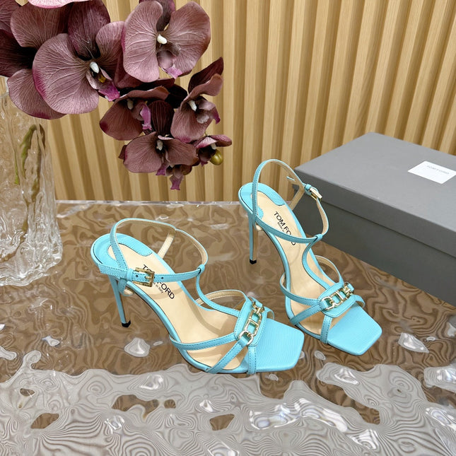 WHITNEY 10 CM SANDAL IN SKY BLUE CALFSKIN